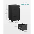 Archivador, Archivador de Oficina con Cerradura, Pre-ensamblado, 17.7 x 14.4 x 25.4 Pulgadas