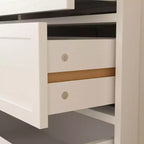 Cómoda horizontal grande blanca de 12 cajones con tapa de color roble