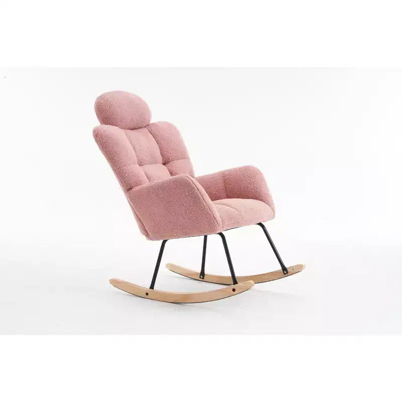 Sillón decorativo moderno de mediados de siglo con asiento acolchado, respaldo alto y almohadas (marfil/gris oscuro/rosa)