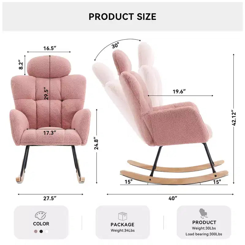 Sillón decorativo moderno de mediados de siglo con asiento acolchado, respaldo alto y almohadas (marfil/gris oscuro/rosa)