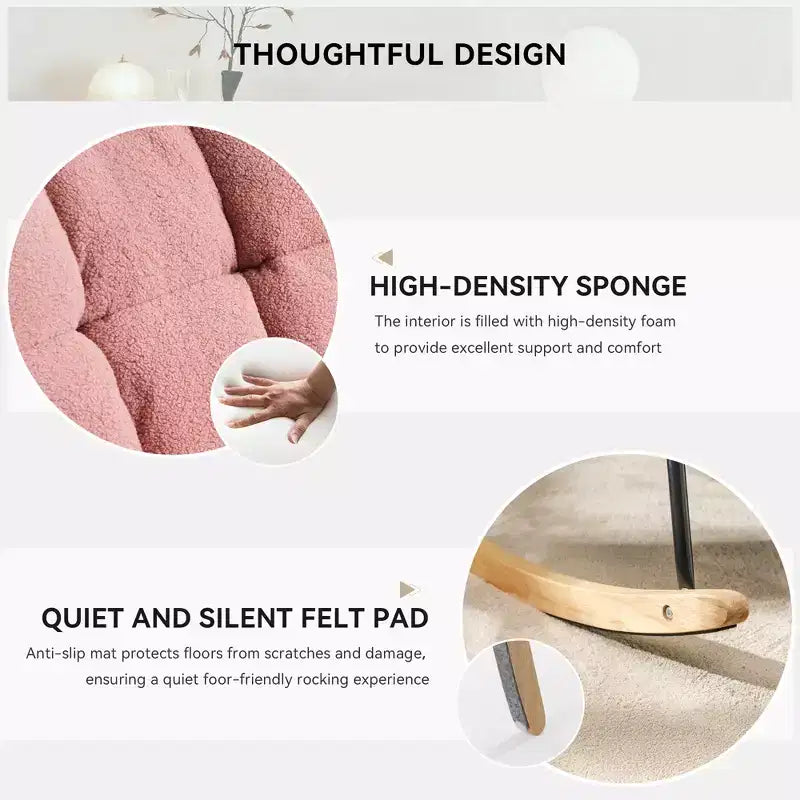 Sillón decorativo moderno de mediados de siglo con asiento acolchado, respaldo alto y almohadas (marfil/gris oscuro/rosa)
