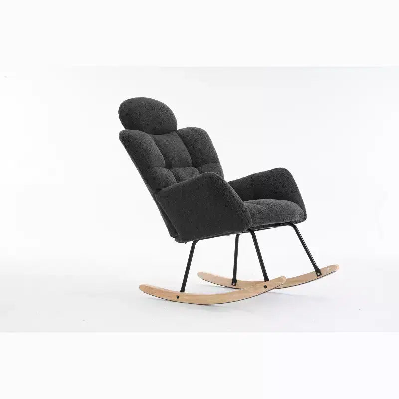 Sillón decorativo moderno de mediados de siglo con asiento acolchado, respaldo alto y almohadas (marfil/gris oscuro/rosa)