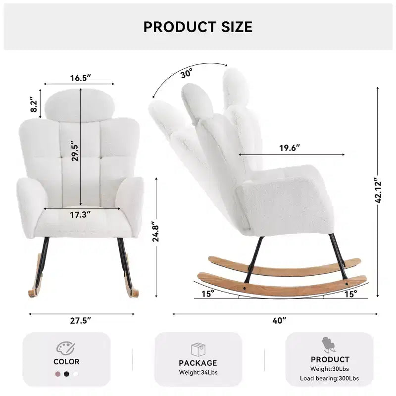 Sillón decorativo moderno de mediados de siglo con asiento acolchado, respaldo alto y almohadas (marfil/gris oscuro/rosa)