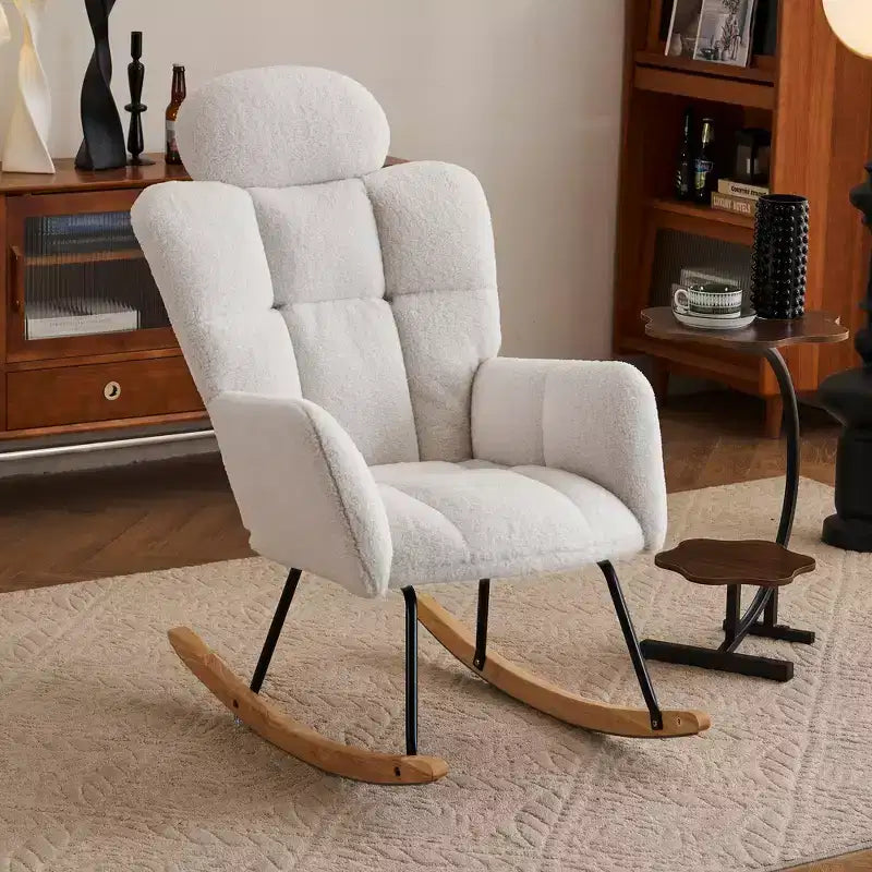 Sillón decorativo moderno de mediados de siglo con asiento acolchado, respaldo alto y almohadas (marfil/gris oscuro/rosa)