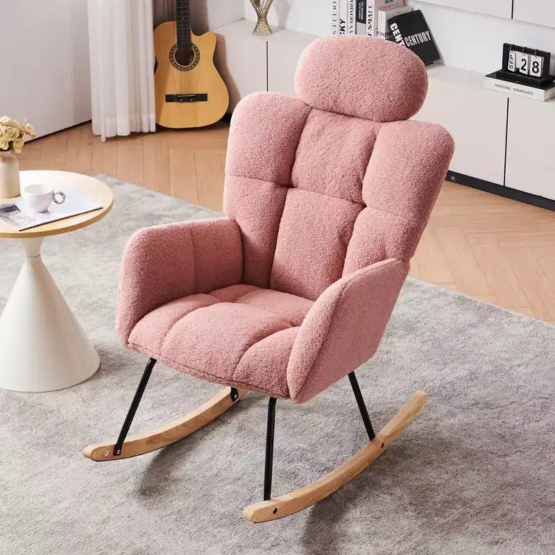 Sillón decorativo moderno de mediados de siglo con asiento acolchado, respaldo alto y almohadas (marfil/gris oscuro/rosa)