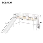 Cama alta de madera doble de 77.4L x 40.5W con escalera y tobogán, adecuada para espacios pequeños