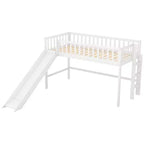 Cama alta de madera doble de 77.4L x 40.5W con escalera y tobogán, adecuada para espacios pequeños