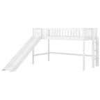 Cama alta de madera doble de 77.4L x 40.5W con escalera y tobogán, adecuada para espacios pequeños