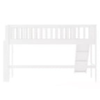 Cama alta de madera doble de 77.4L x 40.5W con escalera y tobogán, adecuada para espacios pequeños