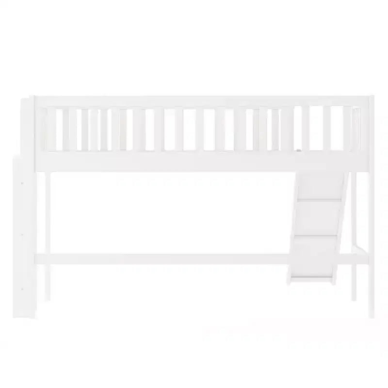 Cama alta de madera doble de 77.4L x 40.5W con escalera y tobogán, adecuada para espacios pequeños