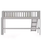 Cama alta de madera doble de 77.4L x 40.5W con escalera y tobogán, adecuada para espacios pequeños