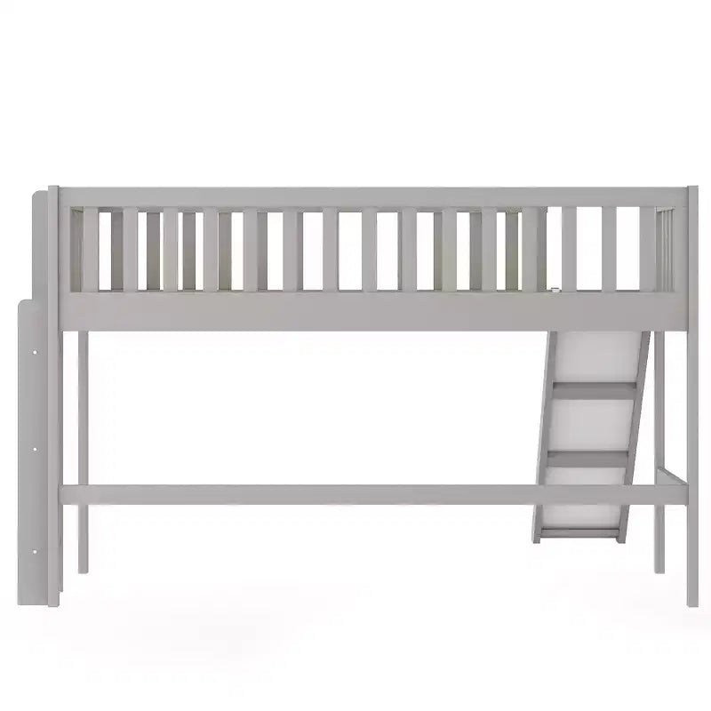 Cama alta de madera doble de 77.4L x 40.5W con escalera y tobogán, adecuada para espacios pequeños