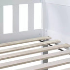 Litera triple de madera de caucho con literas desmontables, escaleras y barandillas