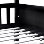 Litera triple de madera de caucho con literas desmontables, escaleras y barandillas