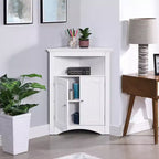 Mueble esquinero auxiliar, Mueble de suelo para baño con puertas y estantes, Almacenamiento independiente para cocina, salón, baño