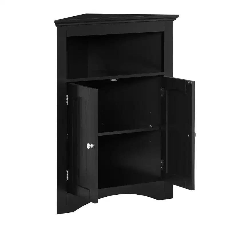 Mueble esquinero auxiliar, Mueble de suelo para baño con puertas y estantes, Almacenamiento independiente para cocina, salón, baño
