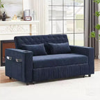Sofá Cama Extraíble de 61.4 Pulgadas, Sofá de Dos Plazas Convertible, Sofá Cama Moderno con Respaldo Ajustable para Sala de Estar, Azul