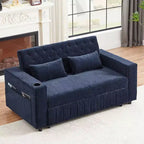 Sofá Cama Extraíble de 61.4 Pulgadas, Sofá de Dos Plazas Convertible, Sofá Cama Moderno con Respaldo Ajustable para Sala de Estar, Azul