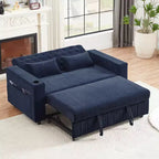 Sofá Cama Extraíble de 61.4 Pulgadas, Sofá de Dos Plazas Convertible, Sofá Cama Moderno con Respaldo Ajustable para Sala de Estar, Azul