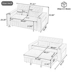 Sofá Cama Extraíble de 61.4 Pulgadas, Sofá de Dos Plazas Convertible, Sofá Cama Moderno con Respaldo Ajustable para Sala de Estar, Azul