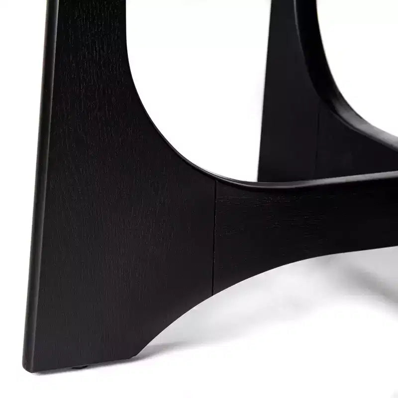 Mesa de centro redonda moderna de madera con patas cruzadas