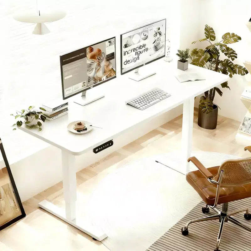 Mesa Auxiliar de Altura Ajustable para Sentarse o Estar de Pie, Mesa de Trabajo Estable para Oficina en Casa, Blanca, 55*24*45