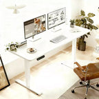 Mesa Auxiliar de Altura Ajustable para Sentarse o Estar de Pie, Mesa de Trabajo Estable para Oficina en Casa, Blanca, 55*24*45