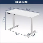 Mesa Auxiliar de Altura Ajustable para Sentarse o Estar de Pie, Mesa de Trabajo Estable para Oficina en Casa, Blanca, 55*24*45
