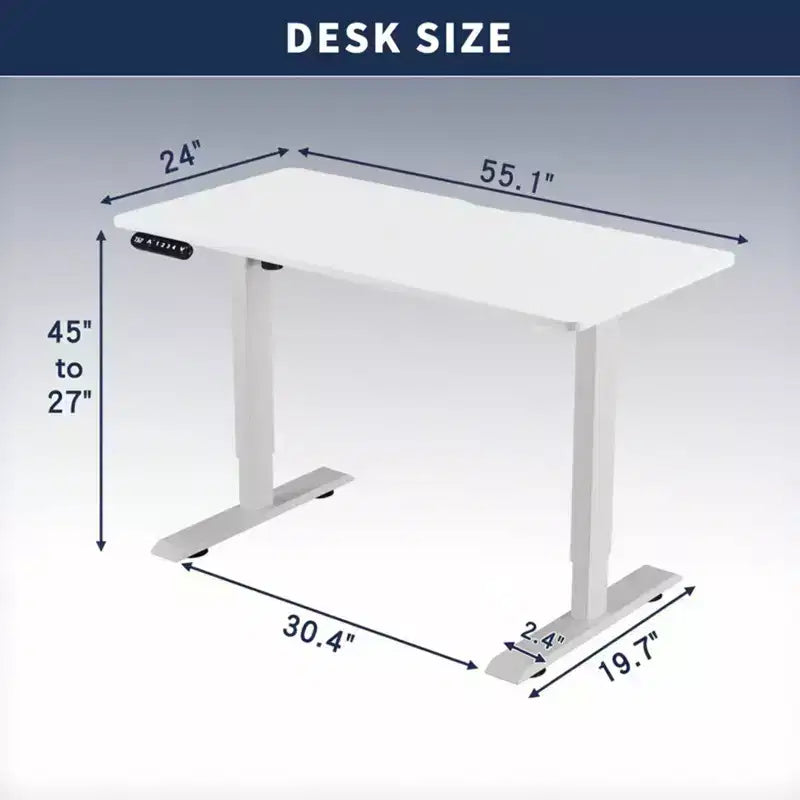Mesa Auxiliar de Altura Ajustable para Sentarse o Estar de Pie, Mesa de Trabajo Estable para Oficina en Casa, Blanca, 55*24*45