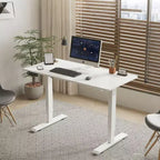 Mesa Auxiliar de Altura Ajustable para Sentarse o Estar de Pie, Mesa de Trabajo Estable para Oficina en Casa, Blanca, 55*24*45