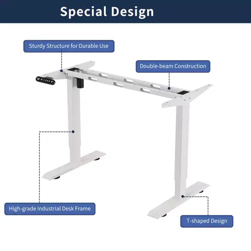 Mesa Auxiliar de Altura Ajustable para Sentarse o Estar de Pie, Mesa de Trabajo Estable para Oficina en Casa, Blanca, 55*24*45