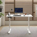 Mesa Auxiliar de Altura Ajustable para Sentarse o Estar de Pie, Mesa de Trabajo Estable para Oficina en Casa, Blanca, 55*24*45