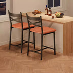 2PCS Bar Stools, Counter Bar Chairs with Back and Cushion, Upholstered Dining Chairs, Barstools for Kitchen Island, Bar, Dining Room