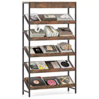 Costway 6-Tier Bookshelf Industrial Tall Bookcase w/ Angled Shelves & Metal Frame