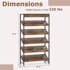 Estantería de 6 niveles industrial alta con estantes angulados y estructura de metal