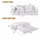Sofá cama extraíble King de 93, sofá cama convertible 3 en 1 Teddy con 2 almohadas lumbares