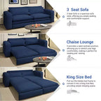 Sofá cama extraíble King de 93, sofá cama convertible 3 en 1 Teddy con 2 almohadas lumbares