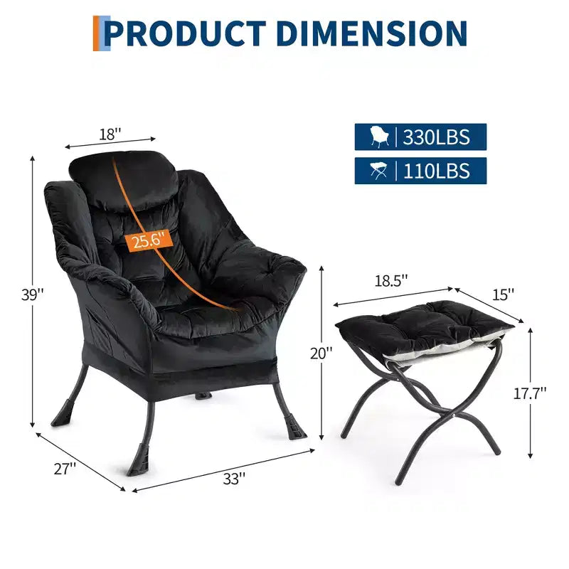 Sillón Reclinable con Otomana y Bolsillo Lateral - Sillón Moderno de Acento, Asiento Cómodo de Lectura para Sala, Dormitorio y Oficina