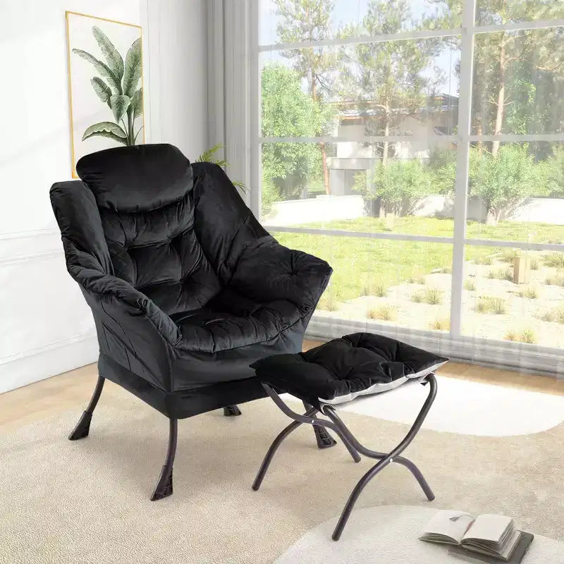 Sillón Reclinable con Otomana y Bolsillo Lateral - Sillón Moderno de Acento, Asiento Cómodo de Lectura para Sala, Dormitorio y Oficina