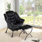 Sillón Reclinable con Otomana y Bolsillo Lateral - Sillón Moderno de Acento, Asiento Cómodo de Lectura para Sala, Dormitorio y Oficina