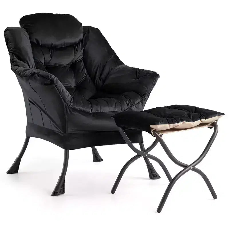 Sillón Reclinable con Otomana y Bolsillo Lateral - Sillón Moderno de Acento, Asiento Cómodo de Lectura para Sala, Dormitorio y Oficina
