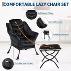 Sillón Reclinable con Otomana y Bolsillo Lateral - Sillón Moderno de Acento, Asiento Cómodo de Lectura para Sala, Dormitorio y Oficina