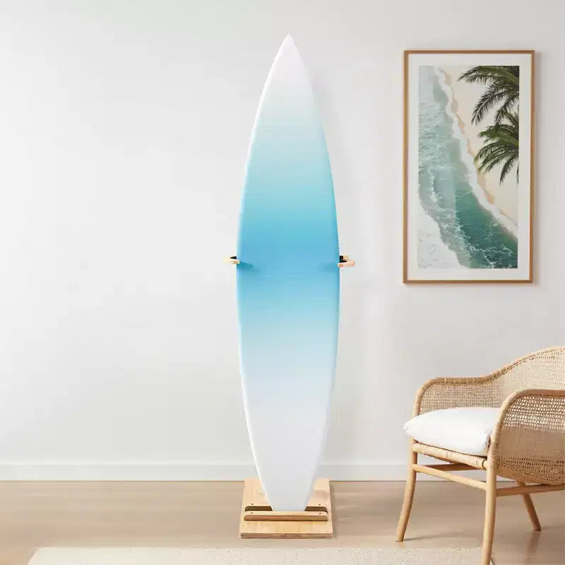 Soporte vertical para tabla de surf, estante de madera para tabla de surf para almacenamiento y exhibición, organizador de soporte de tabla ajustable e independiente, color madera