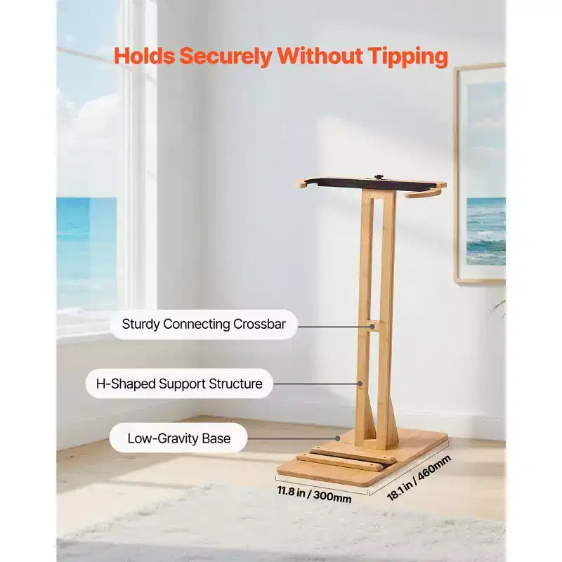 Soporte vertical para tabla de surf, estante de madera para tabla de surf para almacenamiento y exhibición, organizador de soporte de tabla ajustable e independiente, color madera