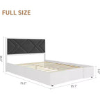 Base de cama tapizada capitoné moderna, cama con plataforma blanca con cabecero para dormitorio o apartamento