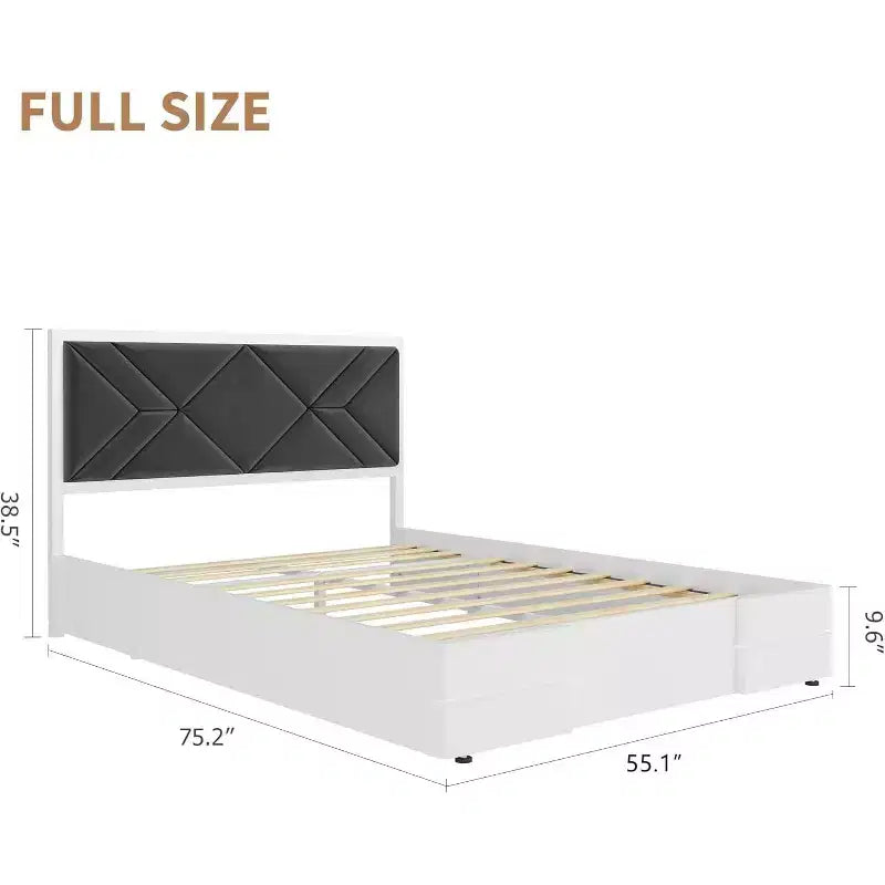 Base de cama tapizada capitoné moderna, cama con plataforma blanca con cabecero para dormitorio o apartamento