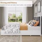 Base de cama tapizada capitoné moderna, cama con plataforma blanca con cabecero para dormitorio o apartamento