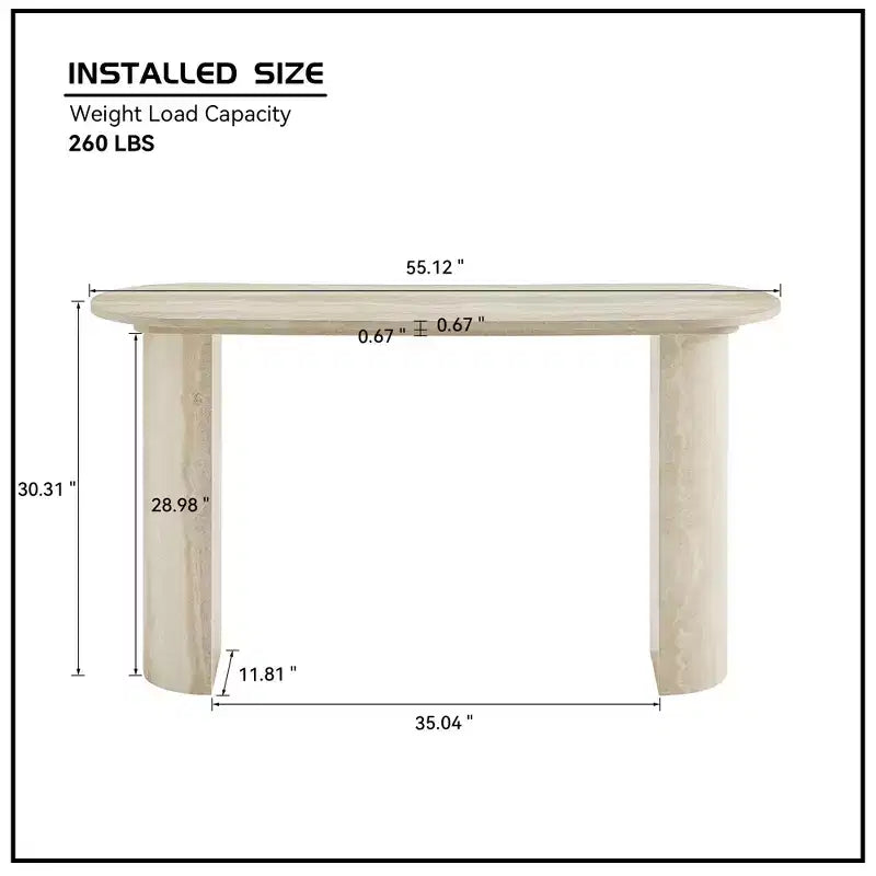 Mesa de Consola Moderna Mesa de Entrada Mesa Auxiliar de Sofá Mesa Decorativa Minimalista con Borde Redondeado y Patrón de Mármol Falso MARS