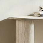 Mesa de Consola Moderna Mesa de Entrada Mesa Auxiliar de Sofá Mesa Decorativa Minimalista con Borde Redondeado y Patrón de Mármol Falso MARS