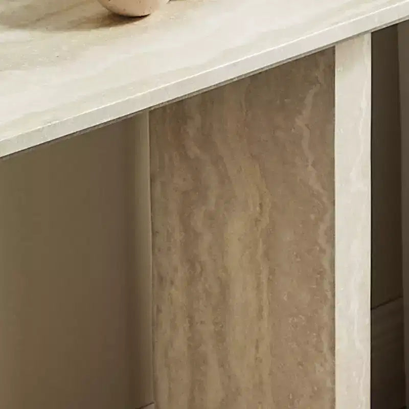 Mesa de Consola Moderna Mesa de Entrada Mesa Auxiliar de Sofá Mesa Decorativa Minimalista con Borde Redondeado y Patrón de Mármol Falso MARS